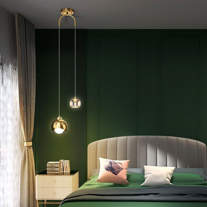 침실 침대 옆 걸이형 펜던트 램프 유리 볼 LED 샹들 - Interior Design Gold 리뷰 및 가격