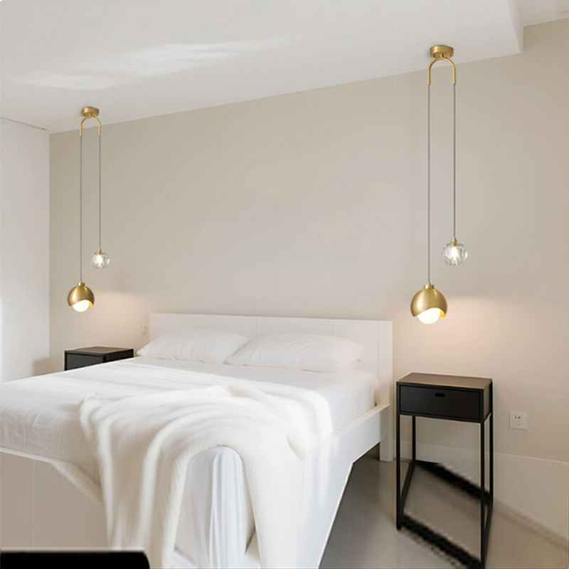침실 침대 옆 걸이형 펜던트 램프 유리 볼 LED 샹들 - Interior Design Gold 리뷰 및 가격